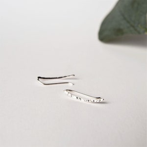 Ear Climber Ear Crawler Ear Cuff Silver Ear Climber Hammered Ear Climber Hammered Earrings image 2