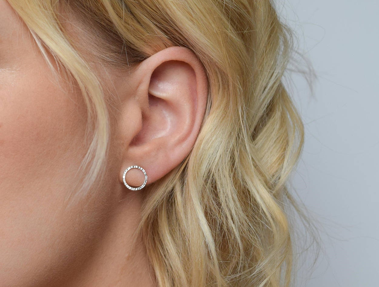Circle Stud Earrings Hoop Earrings Silver Stud Earrings