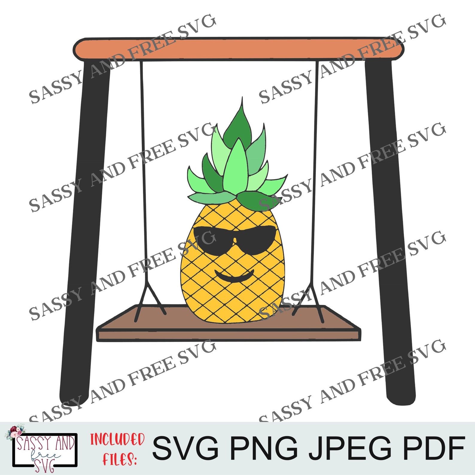 Swinging PIneapple SVG l JPEG l PNG Etsy