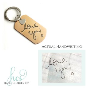 Grandma Gift, Engraved Actual Handwriting Keychain, Custom Quote Keychain, Hand Stamped Keepsake Jewelry, Mom Personalized Gift