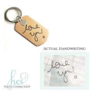 Personalized Gift for Dad, Actual Handwriting Keychain Engraved Signature Dogtag, Custom Handwriting Tag, Military Dog Tag, Uncle Gift