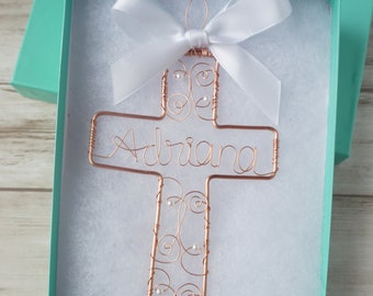First Communion Gift Girl, Personalized Cross with Name First Holy Communion Cross Personalized Gift for Girl First Communion from Godmother