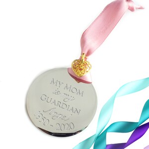 Guardian Angel Mom Ornament, 2 inch Stainless Steel, Mother Memorial, Loss of Parent In Memory Sympathy Gift Remembrance Remembering Mama