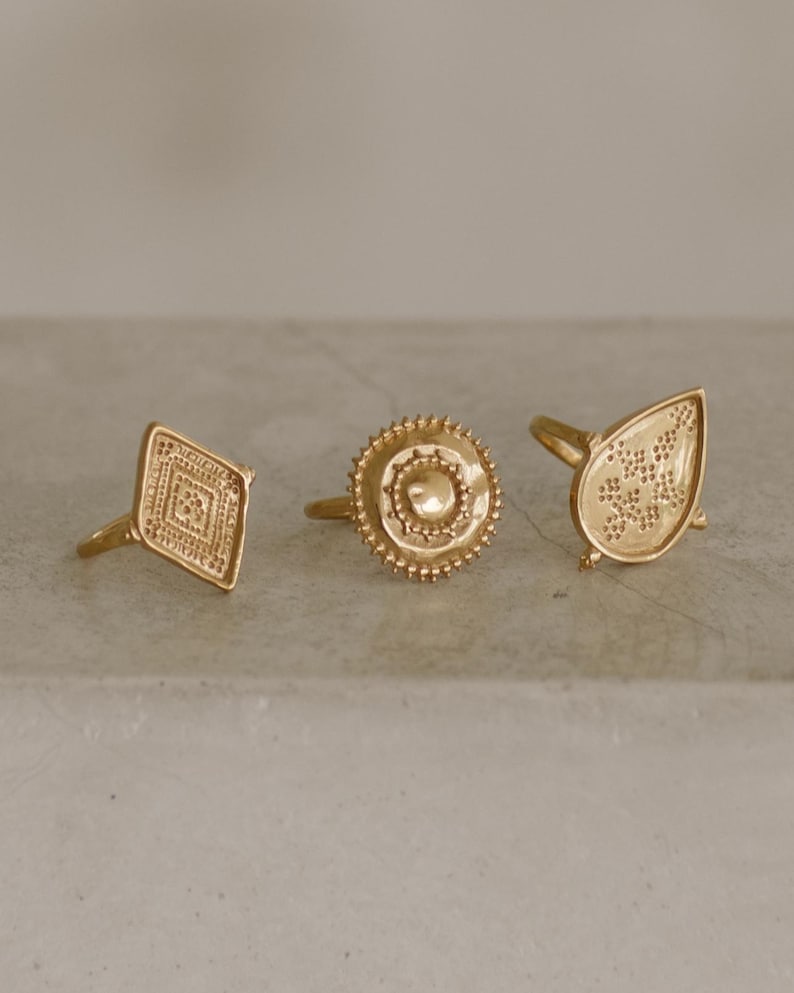 Ethnic Gold ring , THE KYA RING , 22k gold plated ring , Vermeil jewellery , Bohemian ring , statement ring zdjęcie 6