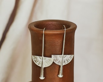 Long silver  earrings - THE NAMU EARRINGS - bohemian earrings , drop earrings , statement earrings , Tribal jewellery,