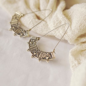 Tribal brass hoops , THE AMBHIKA HOOP  ,Bohemian hoops , Ethnic Jewelry ,Brass earrings