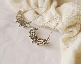 Tribal brass hoops , THE AMBHIKA HOOP  ,Bohemian hoops , Ethnic Jewelry ,Brass earrings