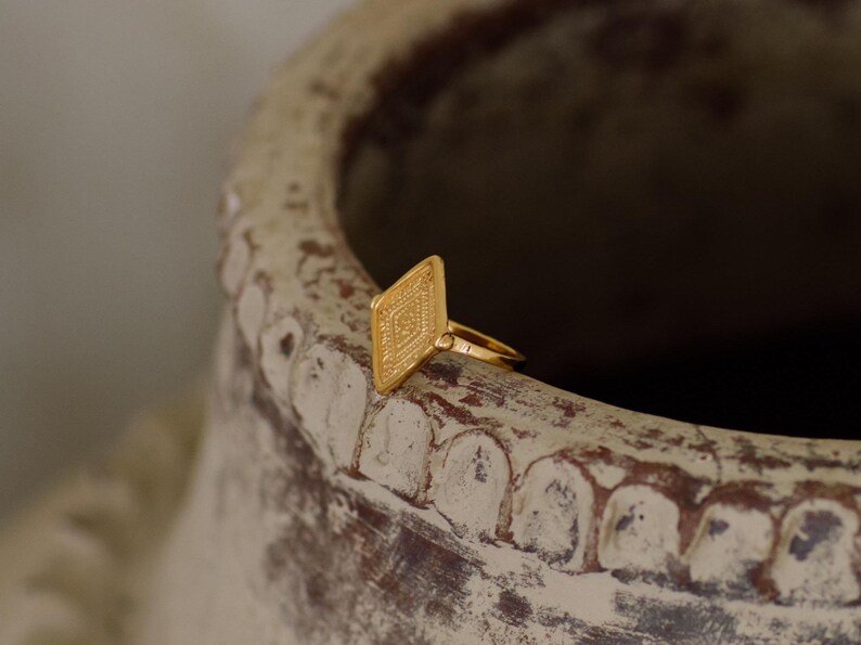 Ethnic Gold ring , THE KYA RING , 22k gold plated ring , Vermeil jewellery , Bohemian ring , statement ring zdjęcie 3