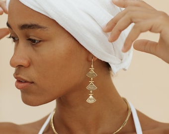 Long Dangle earrings - THE TRIYA EARRINGS , brass earrings , boho earrings, ethnic earrings , statement earrings , bohemian earrings