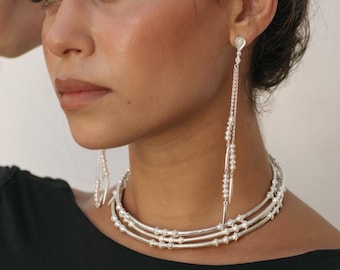 Nueva colección, gargantilla bañada en plata, LA GARGANTA KAVANI, Collar, Joyería étnica