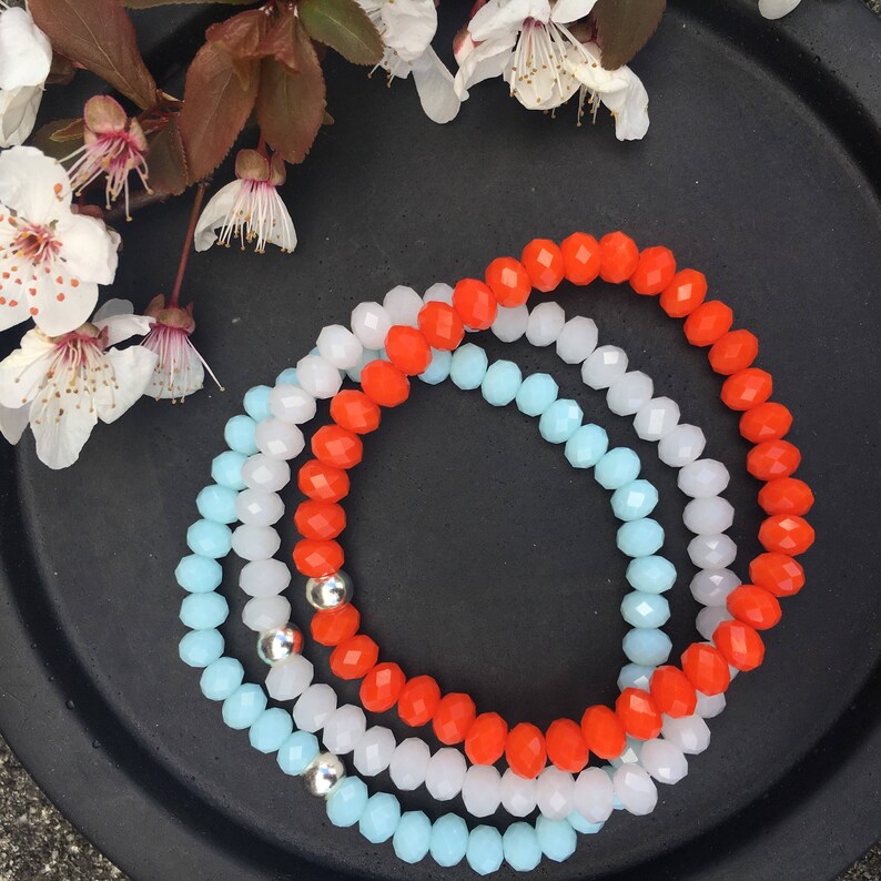 Beaded Bracelet Stack great pastel colours \u2022Blue \u2022Pink \u2022White \u2022Red \u2022Howlite