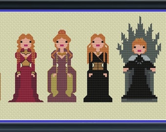 Modèle de point de croix Cersei Lannister, reine des 7 royaumes (PDF numérique)