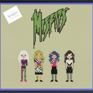 The Misfits Cross Stitch Pattern, 80s Cartoon Band (Digital PDF) Jem Holograms