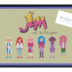 Jem and the Holograms Unofficial Cross Stitch DIGITAL PDF (pattern only) Jem, Kimber, Jerrica, Aja, Shana, and Raya