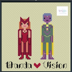 Mutant Robot Love Cross Stitch DIGITAL PDF (pattern only) Unofficial Parody Wanda Vision