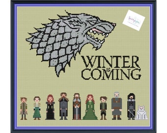 House Stark Fantasy Thrones Cross Stitch Pattern DIGITAL PDF Unofficial (Pattern Only) Winter Family