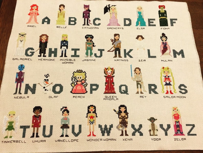 Girl Power Geeky Cross Stitch Alphabet Sampler Digital Pdf Pattern Only Sewing Fiber Sewing Needlecraft Safarni Org