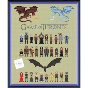 Thrones Fantasy Unofficial Parody  Character Cross Stitch Digital PDF (PATTERN ONLY) Nerdy, Dragons