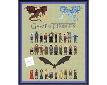 Thrones Fantasy parodie non officielle personnage point de croix numérique PDF (MOTIF UNIQUEMENT) ringard, dragons