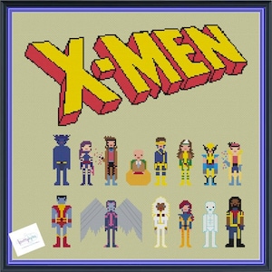 X-men Sampler Unofficial Parody Character Cross Stitch DIGITAL PDF (pattern only) mutant