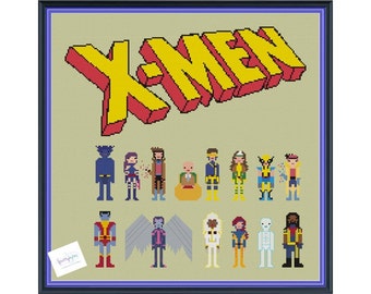 X-men Sampler Unofficial Parody Character Cross Stitch DIGITAL PDF (pattern only) mutant