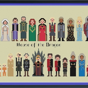 Dance of the Dragons Thrones Fantasy Unofficial Parody Character Cross Stitch Digital PDF (PATTERN ONLY)