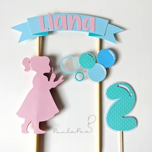 Bubbles Cake Topper, First Birthday Party, Girl blowing bubbles Cake Topper, Bubbles Party Decor, Bubbles Birthday, Boy Blowing Bubbles