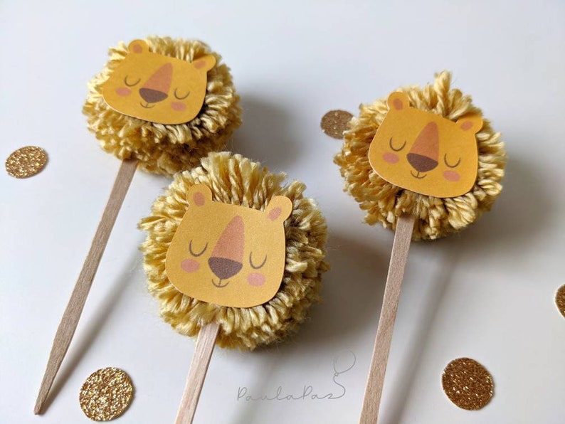 Lion Safari Cupcake Topper Safari Party Decor Wild One Decor Circus Party decor Two Wild Party Decor Safari Cupcake topper