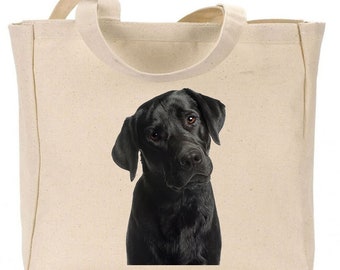gift CS Chocolate Labrador dog breed cotton shopping/shoulder/tote bag face