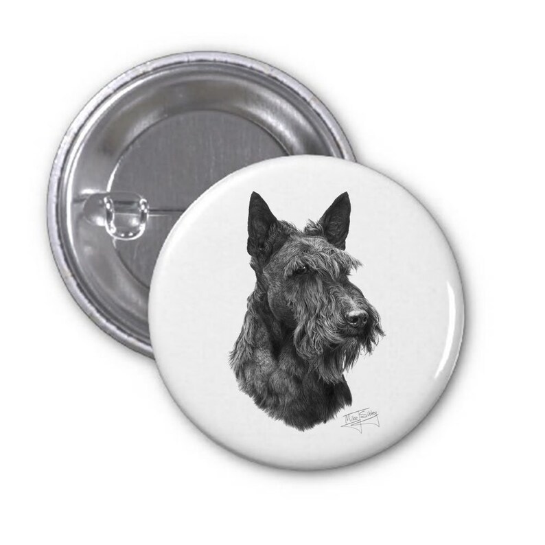 Mike Sibley Portrait Artist Gift For Dog Lovers Ideal Present Scottish Terrier Badge