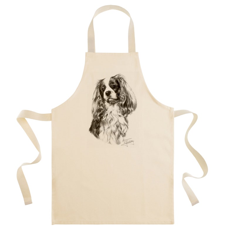 Ideal Present Quality Cotton Drill Apron Mike Sibley Portrait Artist |Cavalier King Charles Gift For Dog Lovers