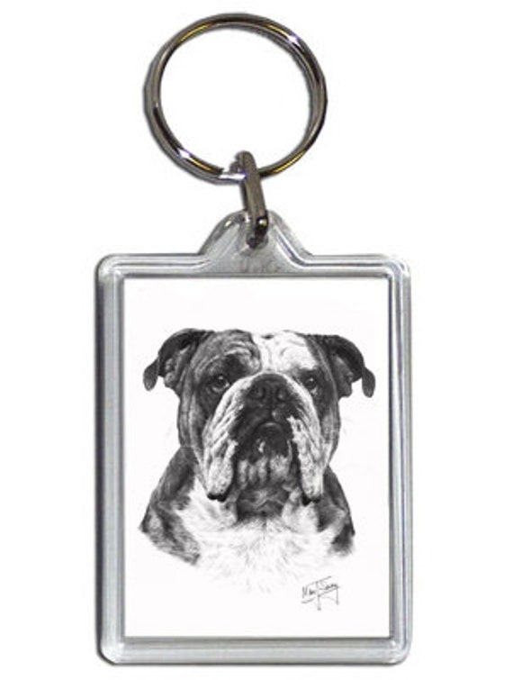 Mike Sibley Staffordshire Bull Terrier Quality Acrylic Keyring 50mm x 35mm-Gift