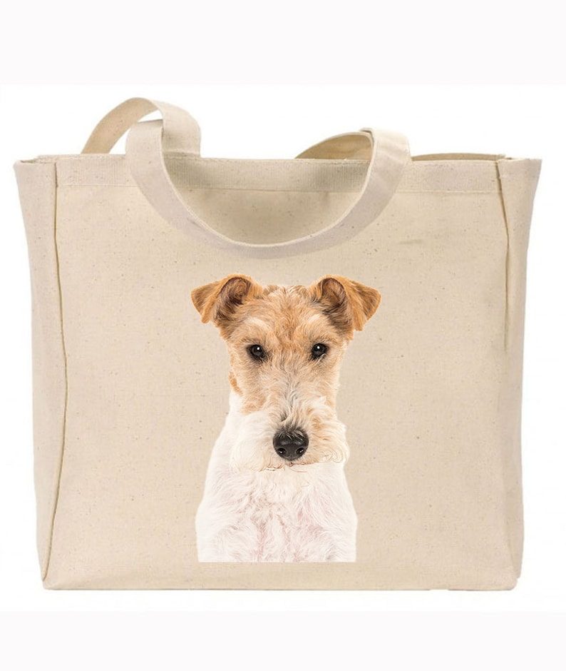 Gift For Dog Lovers Reusable bag Quality Canvas Gusseted Tote Shopper Ideal Present CS Dog Wire Fox Terrier 382199644