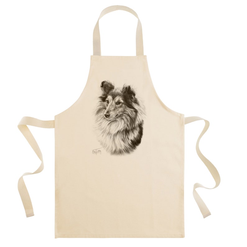 Gift For Dog Lovers Ideal Present Quality Cotton Drill Apron Mike Sibley Portrait Artist Shetland Sheepdog