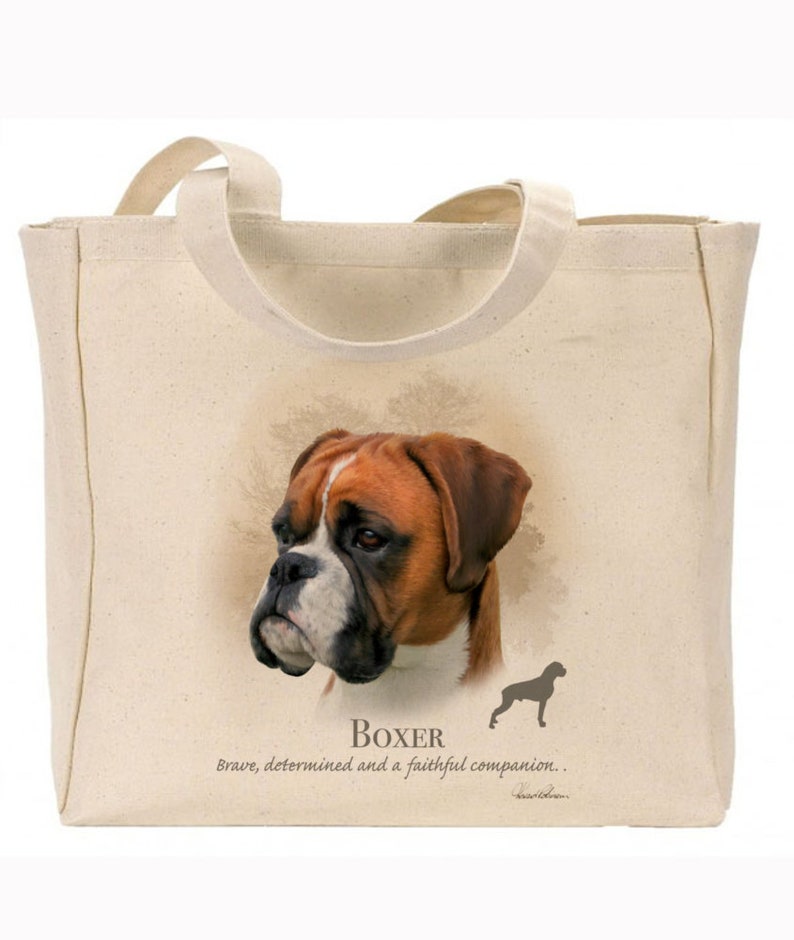 Reusable bag Ideal Present Boxer Gift For Dog Lovers Howard Robinson Animal Artist Quality Canvas Gusseted Tote Shopper