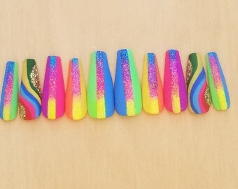 Rainbow Sparkle Press on Nails