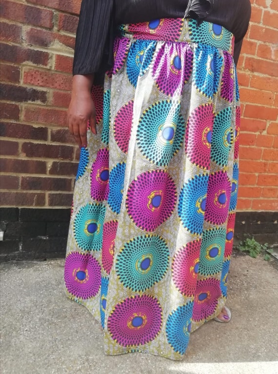 African Print Maxi Skirt Size UK 24