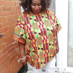 Camiseta con estampado africano kaftan para mujer tallas grandes 22 24 26 28 hasta 32