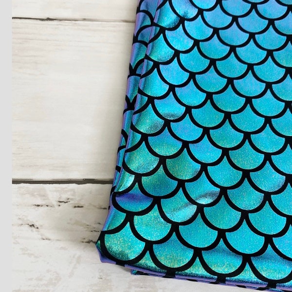 Mermaid craft fabric, fabric by the yard, jersey knit fabric,  soft fabric, craft and supplies, blue purple mermaid fabric