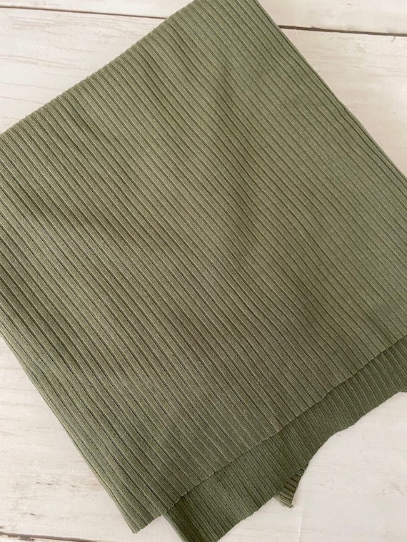 Olive green fabric, ribbed, knit fabric by the yard, olive green jersey  knit fabric, craft fabric, craft and supplies