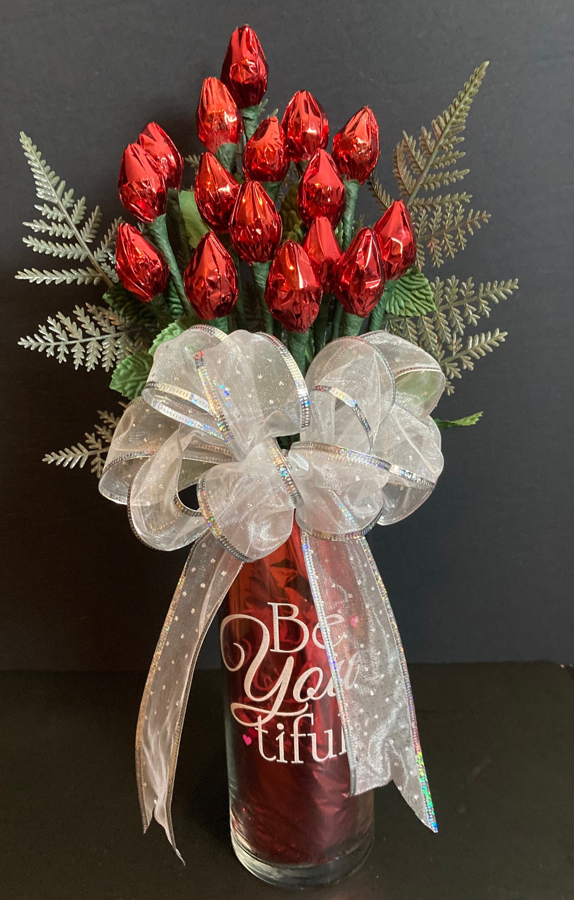 Be You Tiful Hershey Kisses Red Rose Bouquet Etsy