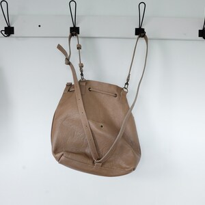 Sample for sale, Sand Convertible Bucket Bag, Leather Backpack, Leather drawstring bag, Cowhide, leather crossbody image 6