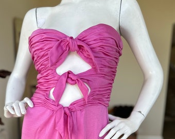 Loris Azzaro Vintage 1970's Disco Era Pink Cut Out Maxi Dress