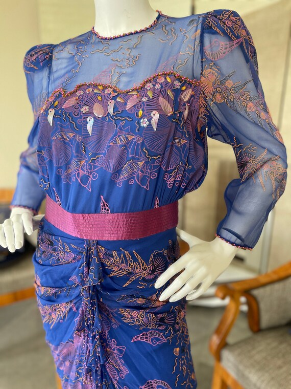 1970s Zandra Rhodes Pleated Peach Bed Jacket