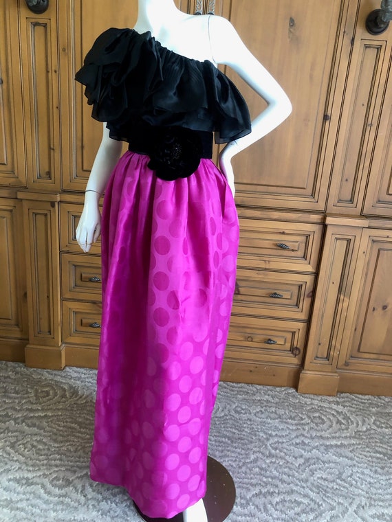 Oscar de la Renta 1980's Ruffled One Shoulder Even