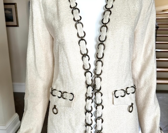 Kurtka Chanel Ivory Silk Chain Trim z wiosny 2002
