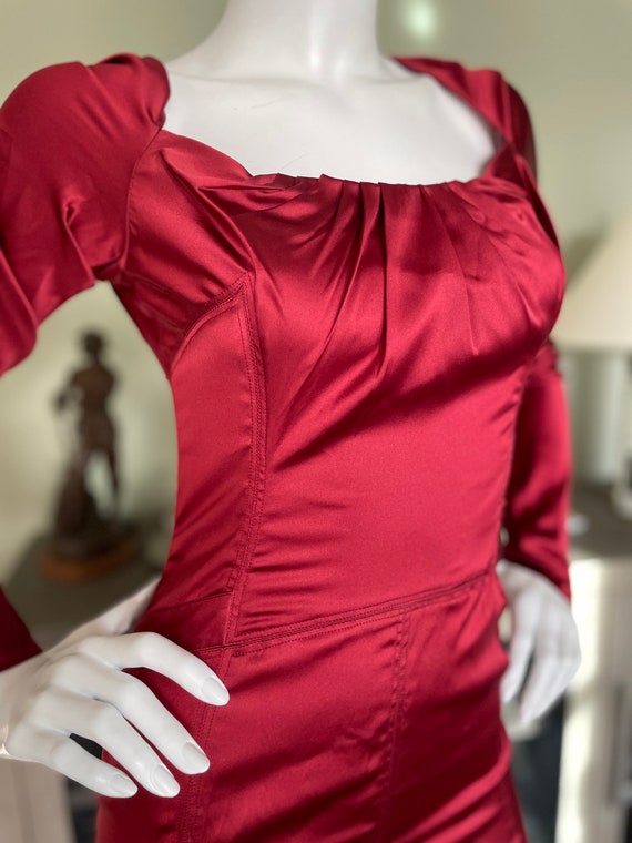 Gucci by Tom Ford Autumn 2003 Red Silk Cocktail D… - image 3