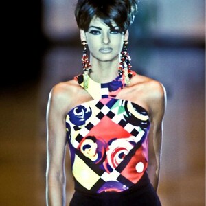 Gianni Versace Spring 1991 Pop Art Top as Modeled by Linda Evangelista
