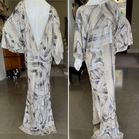 Emilio Pucci Sequin Kimono Style Evening Dress wit