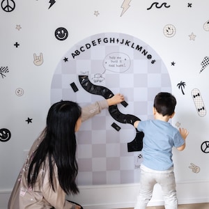 MEGA Checkered Magic Playwall - Arch Magnetic Wall Decal for Kids | Multifunctional Wall Decal Whiteboard Chalkboard Magnetic Canvas